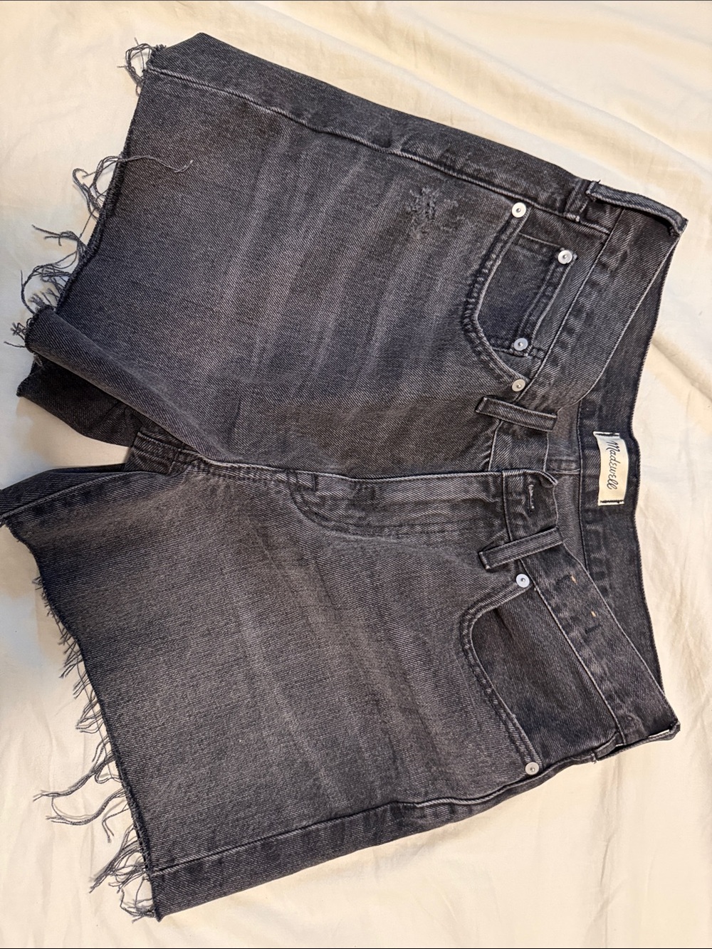 Madewell Black Frayed Hem Denim Shorts